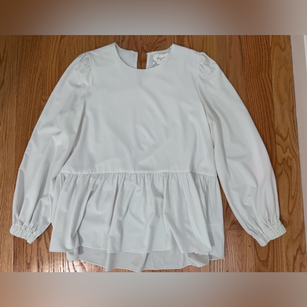 Pomander Place White Peplum Blouse - Carlota ivory size medium